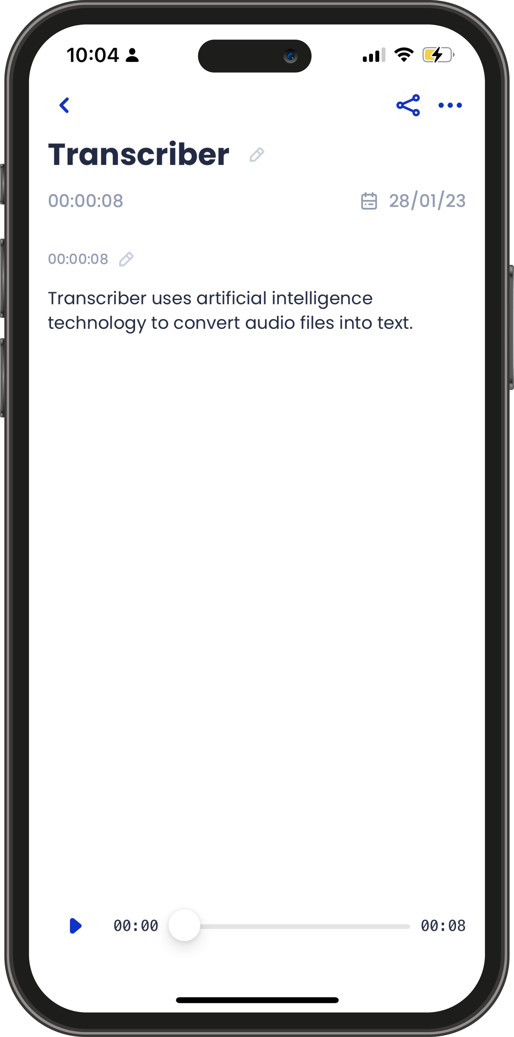 Transcriber — app screenshot